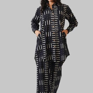 Hand Block Printed co-ord set 100% soft cotton black co-ord set Breathable Set for women free size co-ord set gift for her