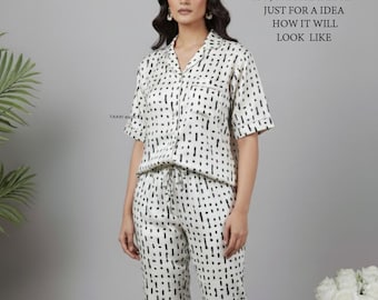 HandBlock Printed Pajama Set Summer Sleepwear Breathable Organic Cotton Lounge Set Comfy Home Clothes For Women 100 Cotton Pj Set