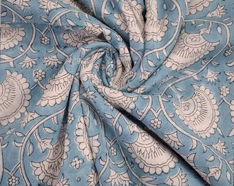 Beautiful Hand Block Printed Fabric, Cotton Fabric, Indian Fabric, fabric by yard, Block Printed Cotton Fabric unsex clothing Fabric