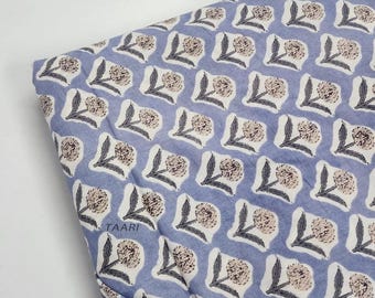 Hand Block Printed, Cotton Fabric, Fabric by the Yard - Pattern Fabric for Home Projects, Clothing, Upholstery, Curtains - by Floral Print