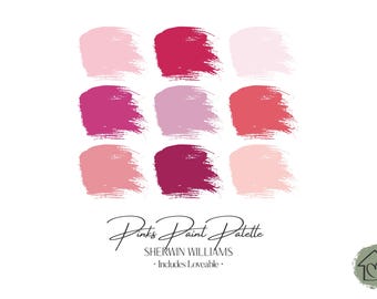 Sherwin Williams Pinks Paint Palette: Interior & Exterior Paint Colors with Loveable (Digital Download)