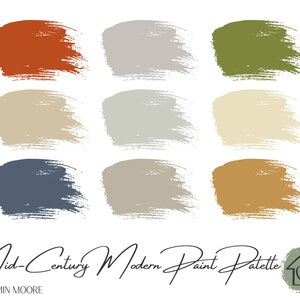 Mid-Century Modern - Benjamin Moore Paint Palette - Paint Color Schemes for Interiors - Paint Color Palette - Paint Color Ideas