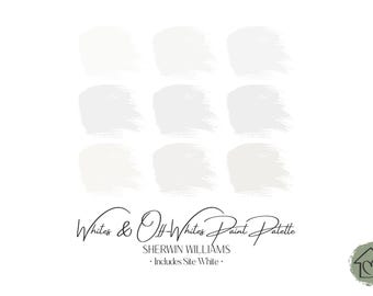 Sherwin Williams Whites and Off-Whites Paint Palette: Interior & Exterior Paint Colors with Site White (Digital Download)