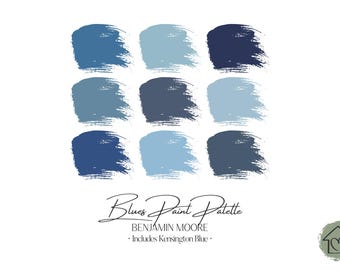 Benjamin Moore Blues Paint Palette: Interior & Exterior Paint Colors with Kensington Blue (Digital Download)