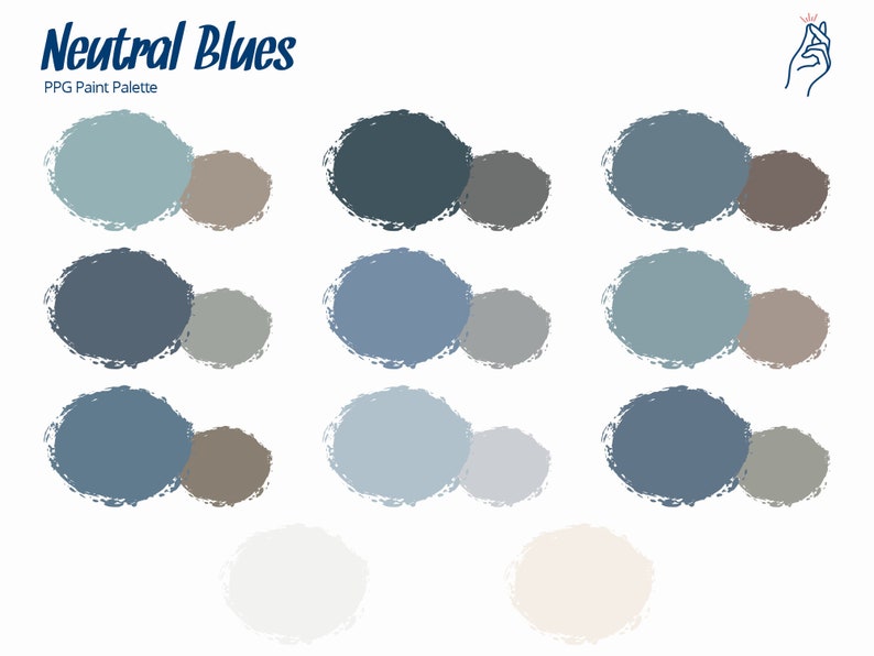 Neutral Blues PPG Paint Palette Paint Color Schemes for Etsy