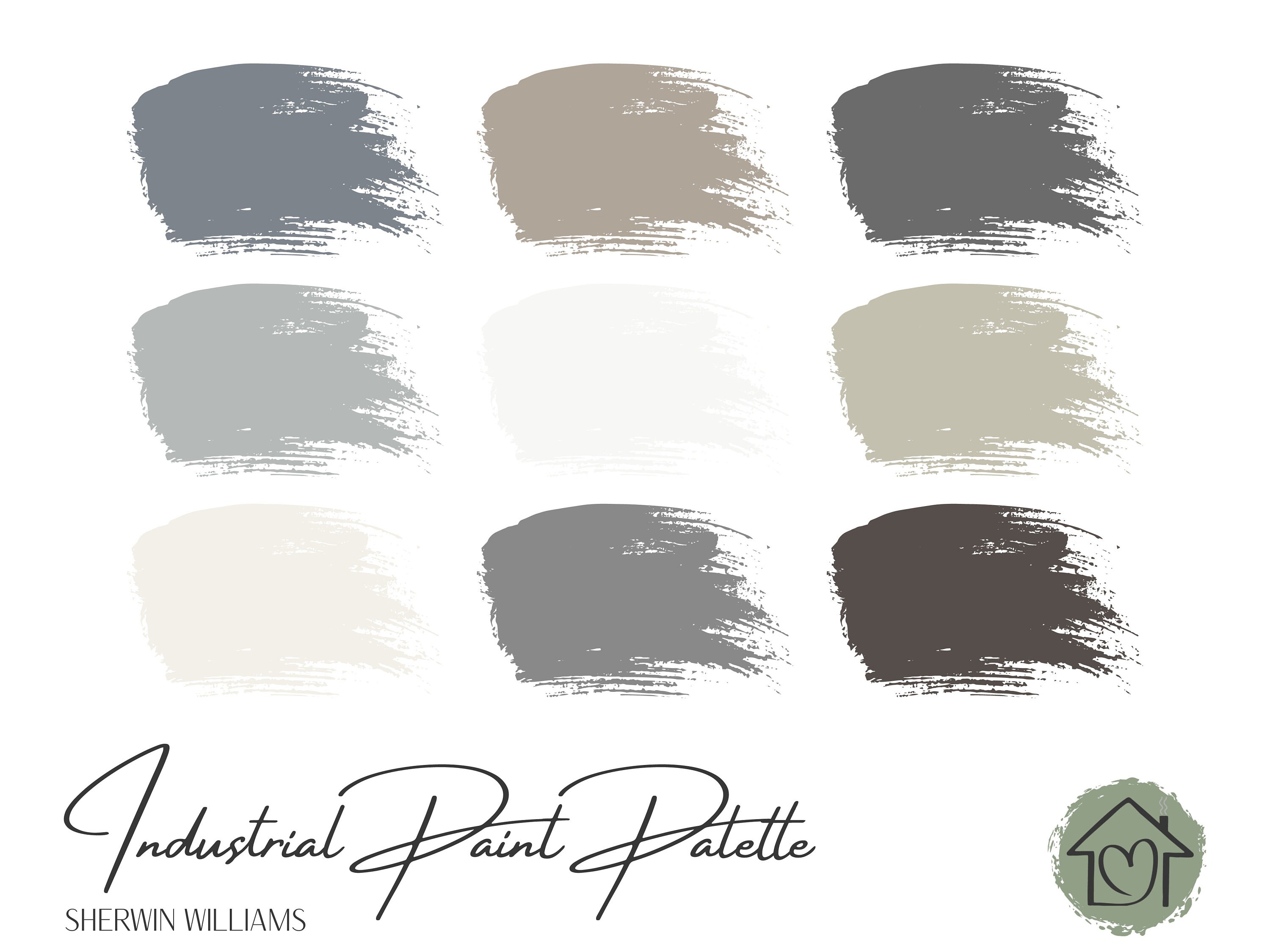 Industrial - Sherwin Williams Paint Palette - Paint Color Schemes for Interiors - Paint Color Palette - Paint Color Ideas