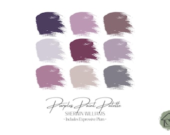 Sherwin Williams Purples Paint Palette: Interior & Exterior Paint Colors with Expressive Plum (Digital Download)
