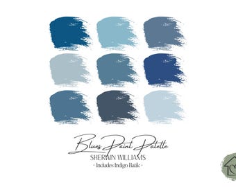 Sherwin Williams Blues Paint Palette: Interior & Exterior Paint Colors with Indigo Batik (Digital Download)