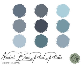 Neutral Blues - Sherwin Williams Paint Palette - Paint Color Schemes for Interior and Exterior - Paint Color Palette