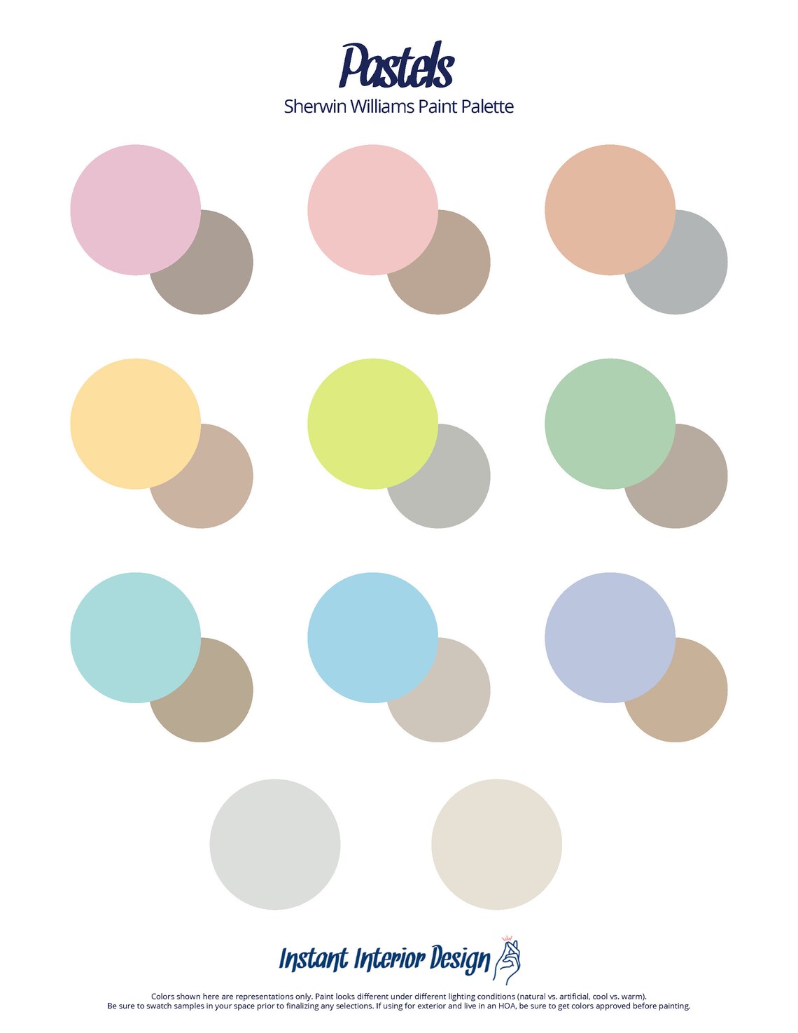 Pastels Sherwin Williams Paint Palette Paint Color Schemes Etsy