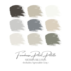 Farmhouse Sherwin Williams Paint Palette: Interior Color Scheme with Agreeable Gray (Digital Download)