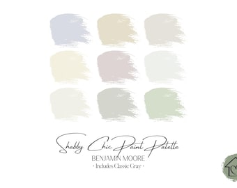 Shabby Chic Benjamin Moore Paint Palette: Interior Color Scheme with Classic Gray (Digital Download)