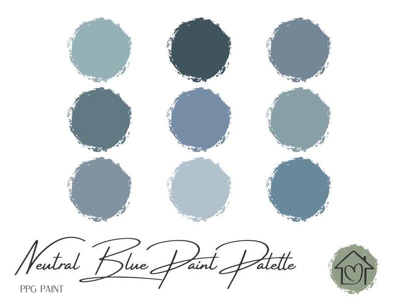 Neutral Blues PPG Paint Palette Paint Color Schemes for Etsy