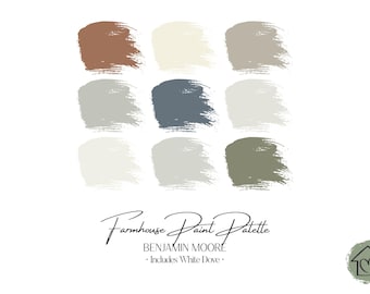 Farmhouse Benjamin Moore Paint Palette: Interior Color Scheme  with White Dove (Digital Download)