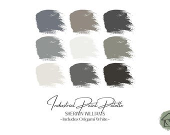 Industrial Sherwin Williams Paint Palette: Interior Color Scheme with Origami White (Digital Download)