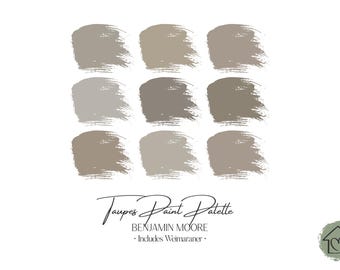Benjamin Moore Taupes Paint Palette: Interior & Exterior Paint Colors with Weimaraner (Digital Download)