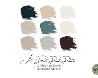 Art Deco Sherwin Williams Paint Palette: Interior Color Scheme with Snowbound (Digital Download)