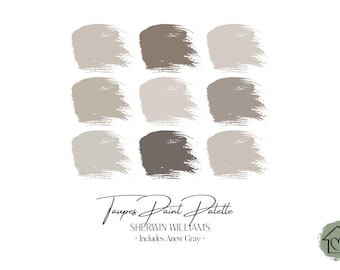 Sherwin Williams Taupes Paint Palette: Interior & Exterior Paint Colors with Anew Gray (Digital Download)