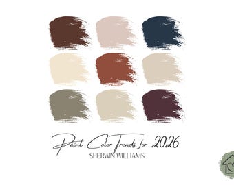 Sherwin Williams Paint Color Trends for 2026: Interior & Exterior Paint Colors (Digital Download)
