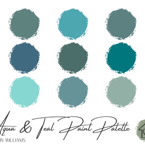 Aquas & Teals - Sherwin Williams Paint Palette - Paint Color Schemes for Interior and Exterior - Paint Color Palette