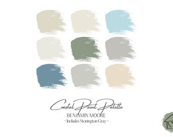 Coastal Benjamin Moore Paint Palette: Interior Color Scheme with Stonington Gray (Digital Download)