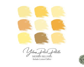 Sherwin Williams Yellows Paint Palette: Interior & Exterior Paint Colors with Lemon Chiffon (Digital Download)