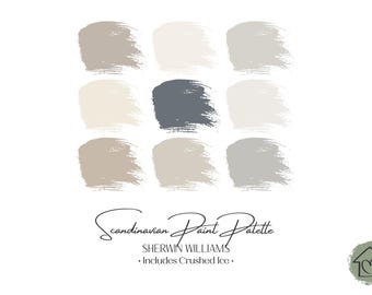 Scandinavian Sherwin Williams Paint Palette: Interior Color Scheme with Crushed Ice (Digital Download)