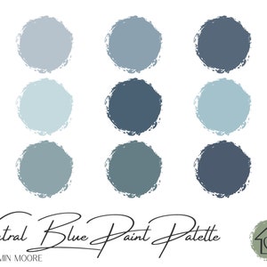 Neutral Blues - Benjamin Moore Paint Palette - Paint Color Schemes for Interior and Exterior - Paint Color Palette