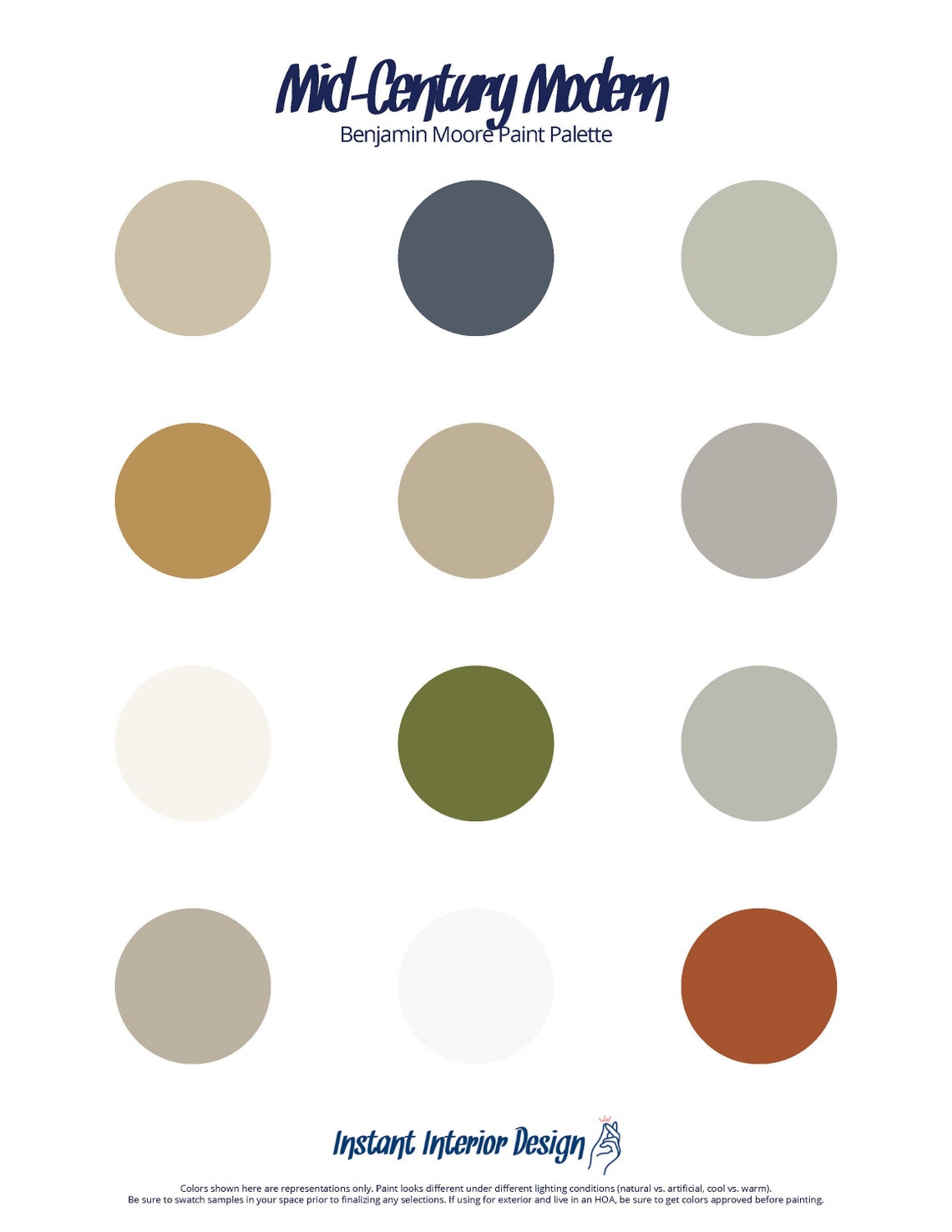 MidCentury Modern Benjamin Moore Paint Palette Paint Etsy