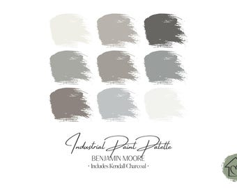 Industrial Benjamin Moore Paint Palette: Interior Color Scheme with Kendall Charcoal (Digital Download)