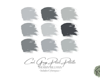 Sherwin Williams Cool Grays Paint Palette: Interior & Exterior Paint Colors with Cyberspace (Digital Download)