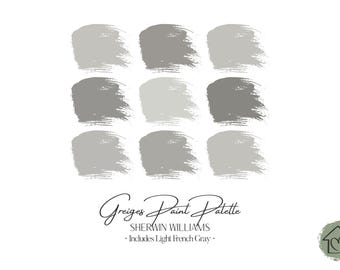 Sherwin Williams Greiges Paint Palette: Interior & Exterior Paint Colors with Light French Gray (Digital Download)