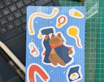 Graduation Cat Themed Sticker Sheet