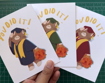Cat Themed Greeting Card - "You Did It!" | College/High school Graduation Gowns