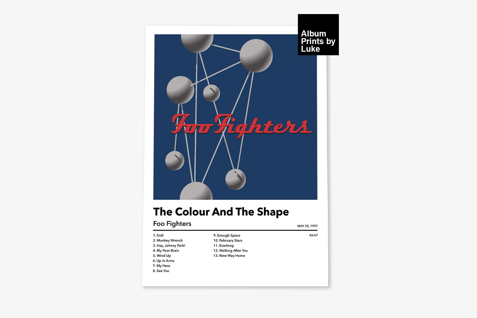 Foo Fighters The Colour And The Shape Album Cover Poster Etsy
