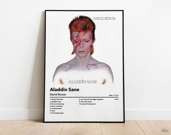 David Bowie Album Cover Poster Aladdin Sane Tracklist Poster No Framed
