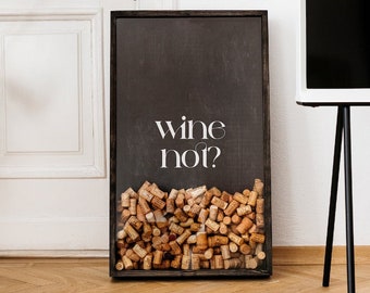 Wijnkurkverzamelaar, wijnkurkframe, wijn niet, wijnhuisdecor, wijnteken, wijnkurkschaduwdoos, wijnliefhebbergift, houten zwarte decorbar