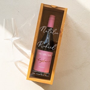 Wedding Wine Bottle Box, Personalized Engagement Champagne Box ...