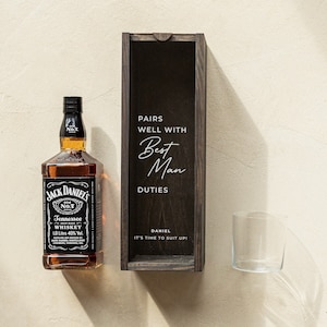 Cadeau voorstel getuige, getuige op maat cadeau, gepersonaliseerde Jack Daniels Whiskey Box, cadeau-idee getuige, past goed bij de taken van de getuige