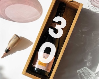 Wine Birthday Gift Personalized, Custom Wine Bottle Box, 30th Birthday Gift for Man, 40th Birthday Gift for Woman, 50th Birthday Gift