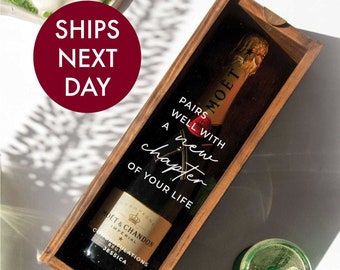 Congratulations Gift, New Job Customized Gift, Personalized Congrats Gift, Pairs Well With a New Chapter of Your Life, Wine Bottle Box