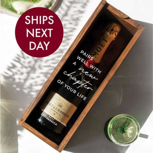 Congratulations Gift, New Job Customized Gift, Personalized Congrats Gift, Pairs Well With a New Chapter of Your Life, Wine Bottle Box