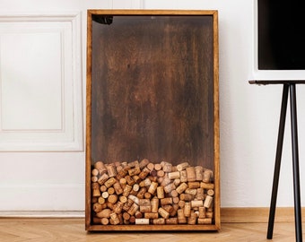 Portabottiglie personalizzato in sughero per vino WALNUT, scatola per ombrelli per display in sughero per vino, cornice in sughero per vino in legno, Cadre bouchon de vin, arredamento contemporaneo per bar domestico