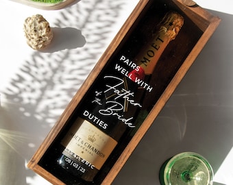 Father of the Bride Gift, Wedding Gift for Dad, Pairs Well With, Custom Wine Box, Personalized Champagne Box, Wedding Keepsake for Dad