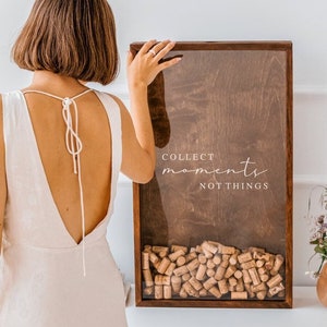 Weinkorken-Sammler, sammeln Momente, nicht Dinge, Holz Erinnerungen Box Großer Rahmen, Boho Dekor, Weinkorken Display Box, Boho Hauswanddekor