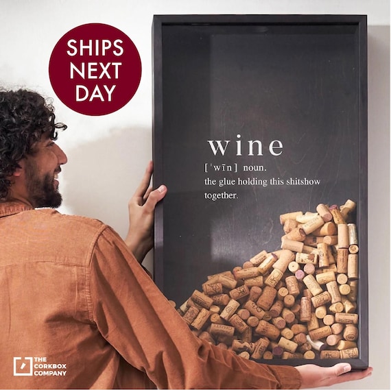 Wine Lover Gift Idea, Handmade Wine Cork Collector, Wine Cork Frame, Bar Wall Decor, Wooden Wine Sign, Cork Display Box, Funny Wine Gift