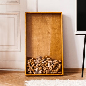 SIN TEXTO / DISEÑO Soporte para corcho de vino / Caja de sombra para exhibición de corcho de vino transparente / Marco de corcho de vino de madera / Cadre bouchon de vin / Decoración de bar para el hogar