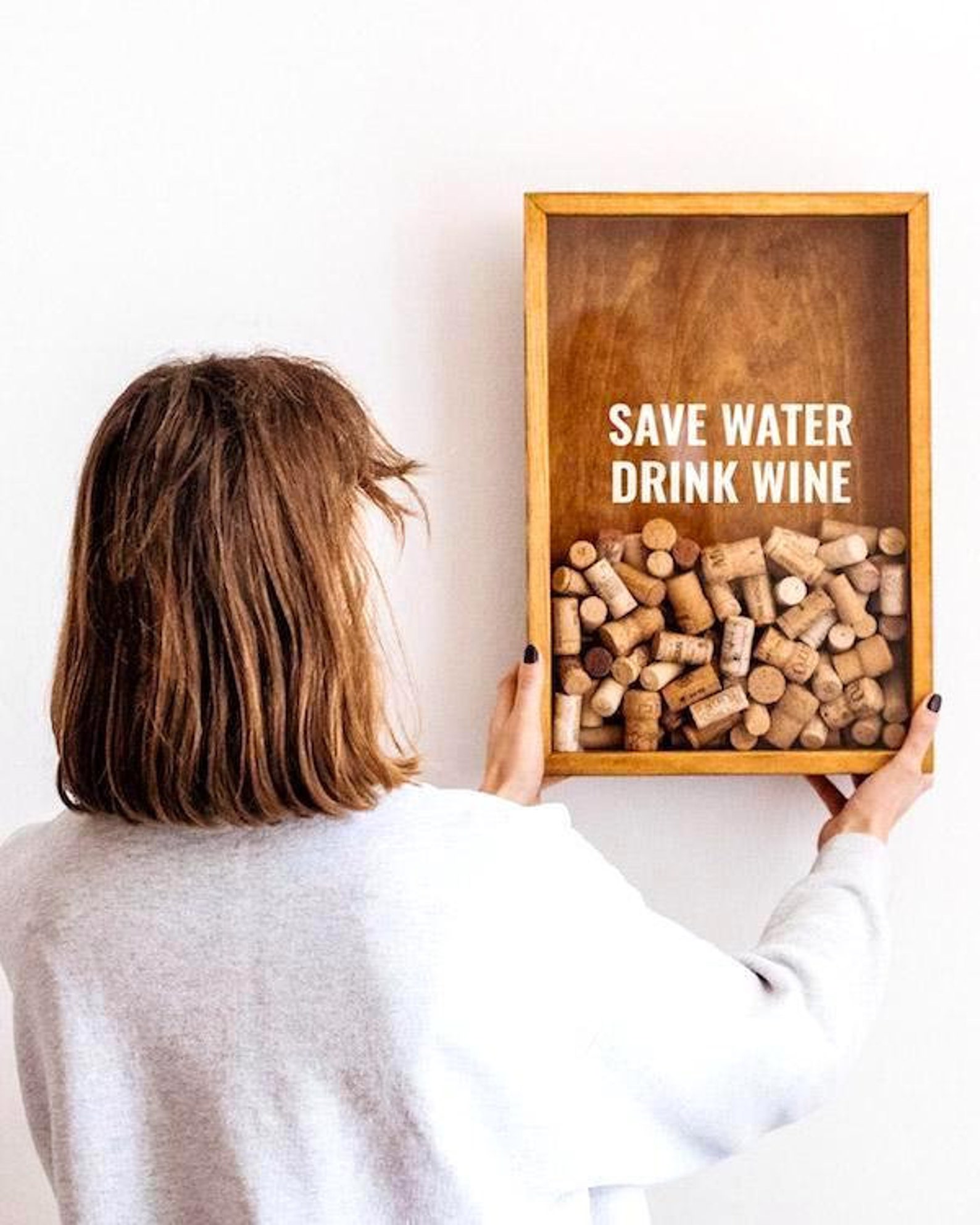 Save Water Drink Wine Cork Collector Rustic Wine Sign Etsy