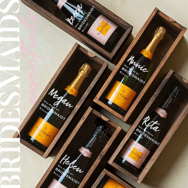 Bridesmaid Proposal Gift, Will You Be My Bridesmaid, Personalized Bridesmaids Wine Box, Favor Gift, Bridal Party Gift, Custom Champagne Box