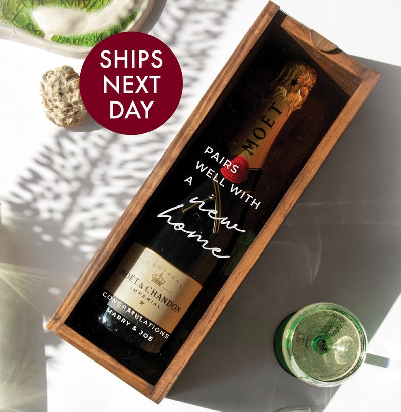 Realtor Closing Gift with Logo, Real Estate Gift, Customized Housewarming Gift, Personalized Home Owner Gift, New Home Gift, Wooden Wine Box image 1